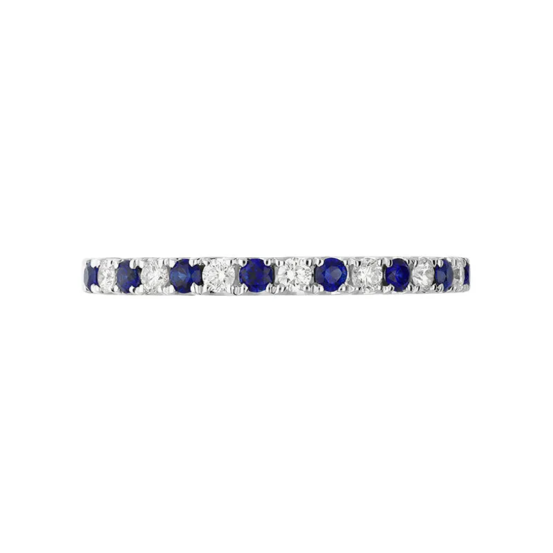 18ct White Gold Sapphire Diamond Half Eternity Ring