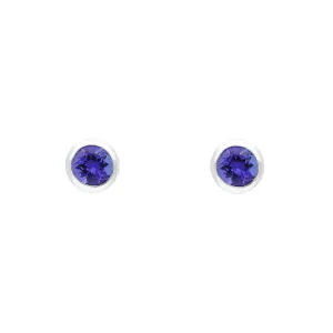 18ct White Gold Tanzanite Round Martini Stud Earrings