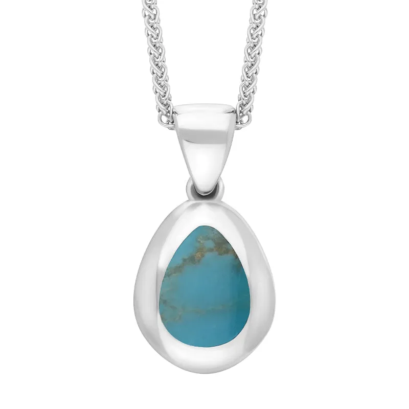 18ct White Gold Turquoise Fleur De Lis Pear Shape Necklace
