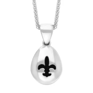 18ct White Gold Whitby Jet Fleur De Lis Pear Shape Necklace