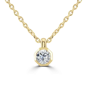 18ct Yellow Gold 0.15ct Diamond Solitaire Octagonal Necklace