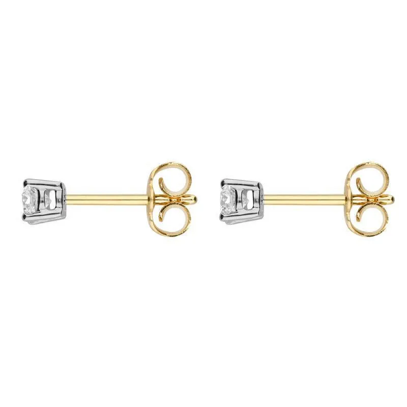 18ct Yellow Gold 0.32ct Diamond Solitaire Princess Cut Stud Earrings