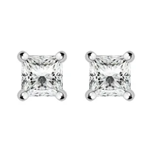 18ct Yellow Gold 0.32ct Diamond Solitaire Princess Cut Stud Earrings