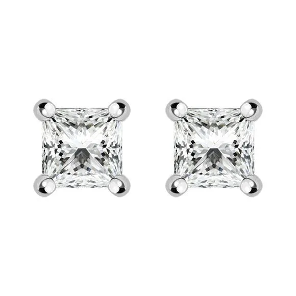 18ct Yellow Gold 0.32ct Diamond Solitaire Princess Cut Stud Earrings