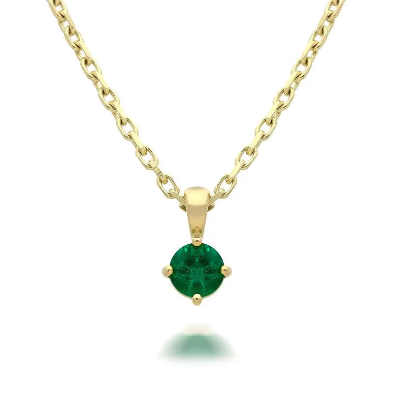18ct Yellow Gold 0.38ct Emerald Round Cut Necklace
