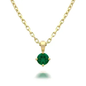 18ct Yellow Gold 0.38ct Emerald Round Cut Necklace