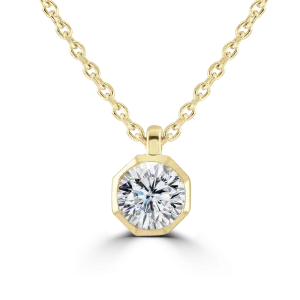 18ct Yellow Gold 0.40ct Diamond Solitaire Octagonal Necklace
