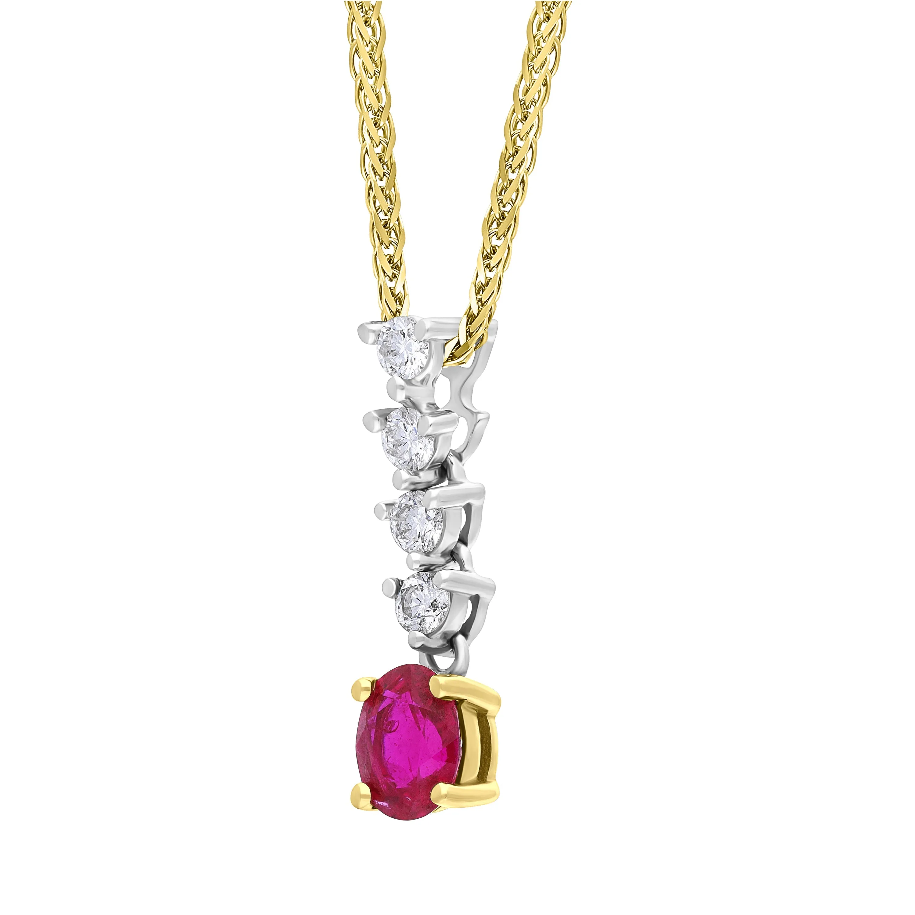 18ct Yellow Gold 0.46ct Ruby 0.27ct Diamond Necklace