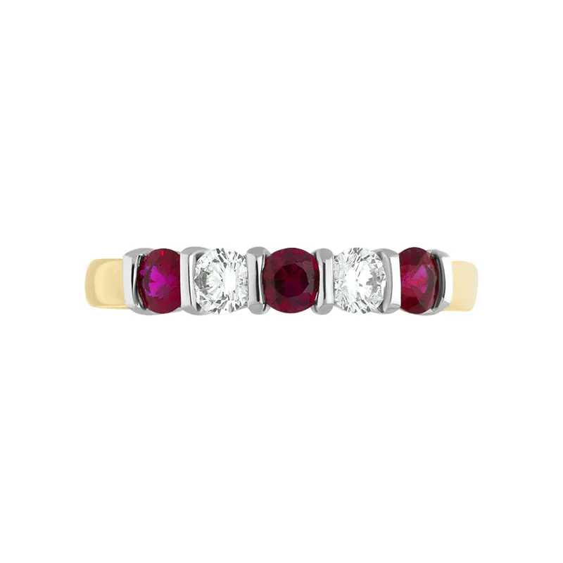 18ct Yellow Gold 0.62ct Ruby Diamond Half Eternity Ring