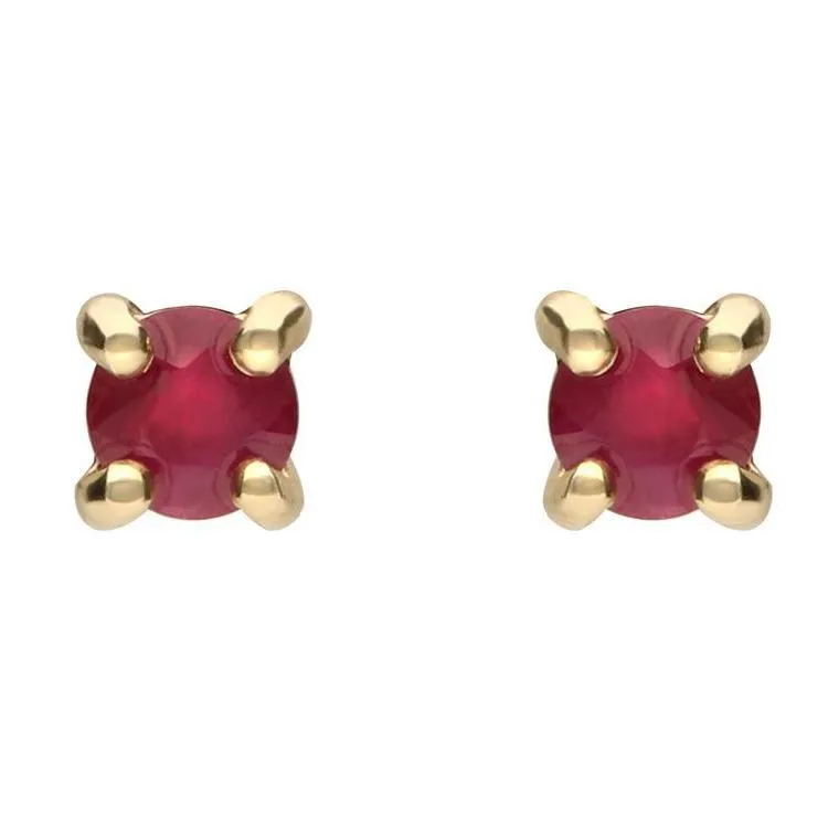 18ct Yellow Gold 0.78ct Ruby Claw Stud Earrings