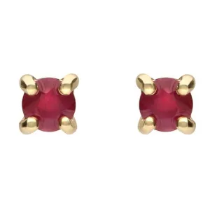 18ct Yellow Gold 0.78ct Ruby Claw Stud Earrings