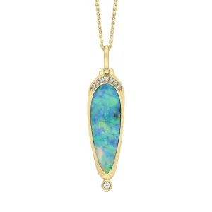 18ct Yellow Gold 4.65ct Opal & Diamond Boulder Necklace