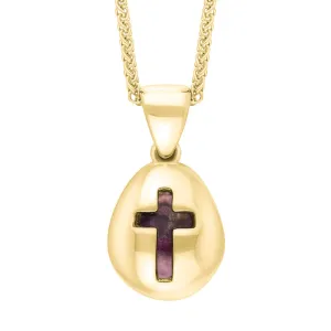 18ct Yellow Gold Blue John Cross Pear Shape Necklace