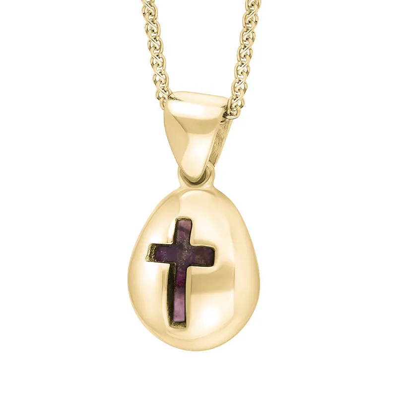 18ct Yellow Gold Blue John Cross Pear Shape Necklace