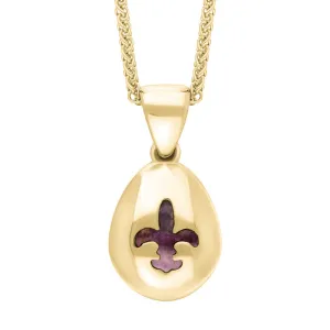 18ct Yellow Gold Blue John Fleur De Lis Pear Shape Necklace