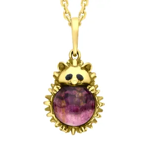 18ct Yellow Gold Blue John Large Hedgehog Necklace