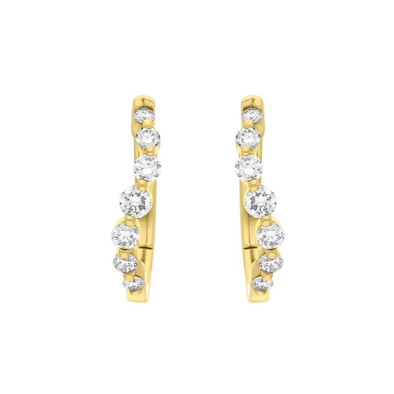 18ct Yellow Gold Diamond 0.32ct Claw Set Hoop Earrings