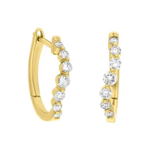 18ct Yellow Gold Diamond 0.32ct Claw Set Hoop Earrings