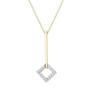 18ct Yellow Gold Diamond Square Drop Necklace