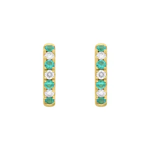 18ct Yellow Gold Emerald Diamond 13.5mm Hoop Earrings