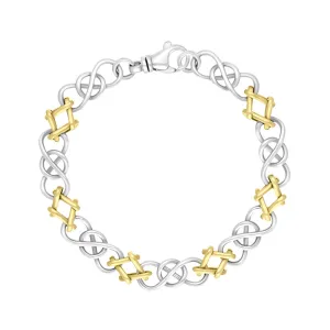 18ct Yellow Gold Sterling Silver Celtic Knot Handmade Bracelet