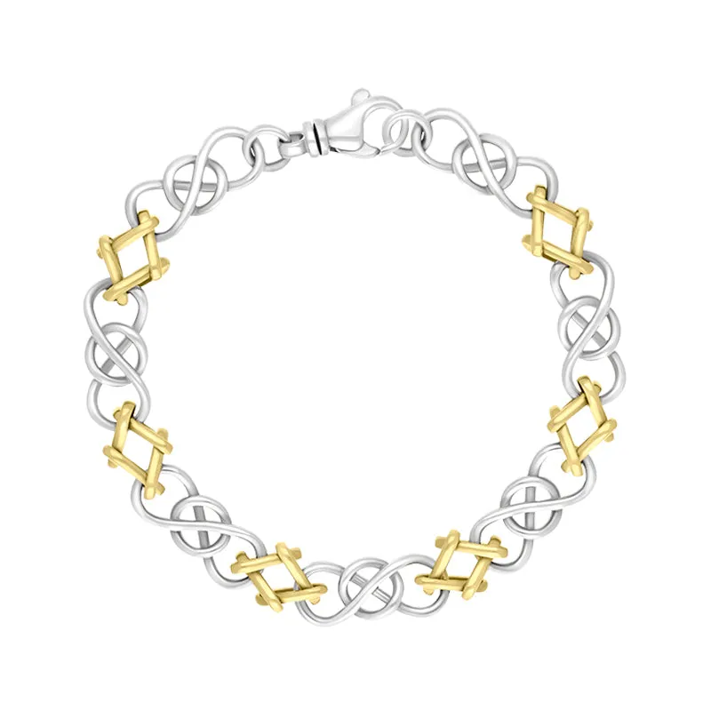 18ct Yellow Gold Sterling Silver Celtic Knot Handmade Bracelet