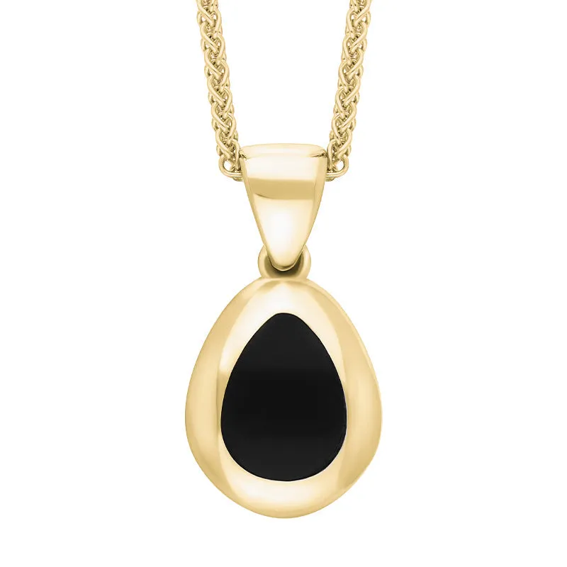 18ct Yellow Gold Whitby Jet Cross Pear Shape Necklace