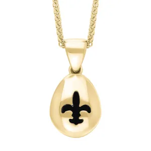 18ct Yellow Gold Whitby Jet Fleur De Lis Pear Shape Necklace