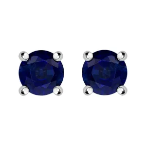 18ct Yellow White Gold Sapphire Claw Set Solitaire Stud Earrings