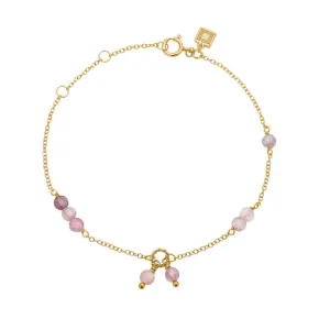 18K Gold Plated Bracelet w. Pink Spinel