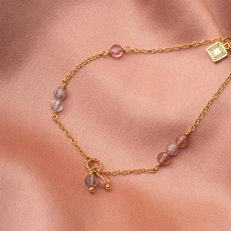 18K Gold Plated Bracelet w. Pink Spinel