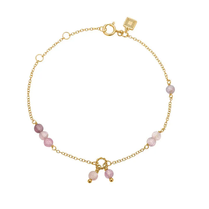 18K Gold Plated Bracelet w. Pink Spinel