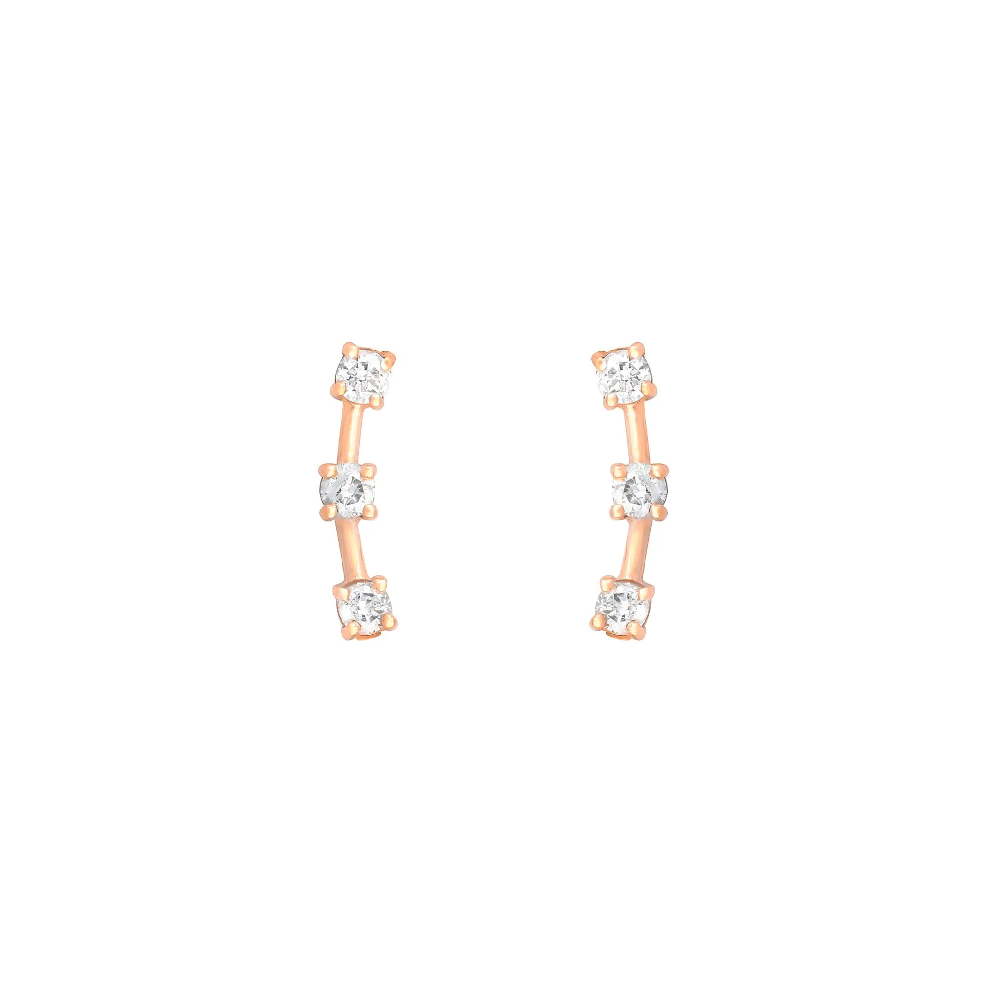 3 Stone Climber 18K Rose Gold Stud w. Diamond