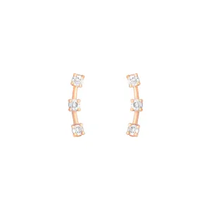 3 Stone Climber 18K Rose Gold Stud w. Diamond