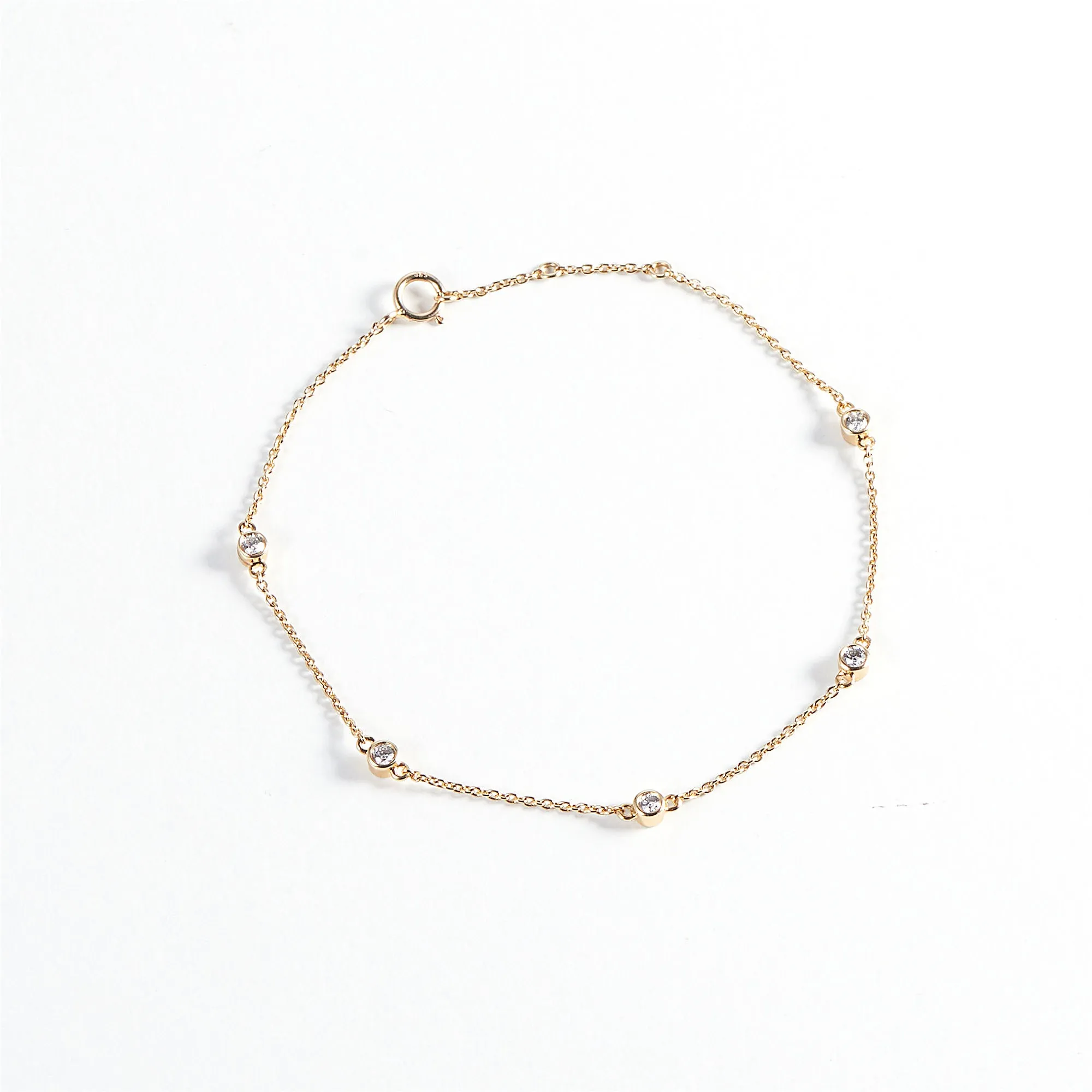 5 Diamonds 14K Gold Bracelet
