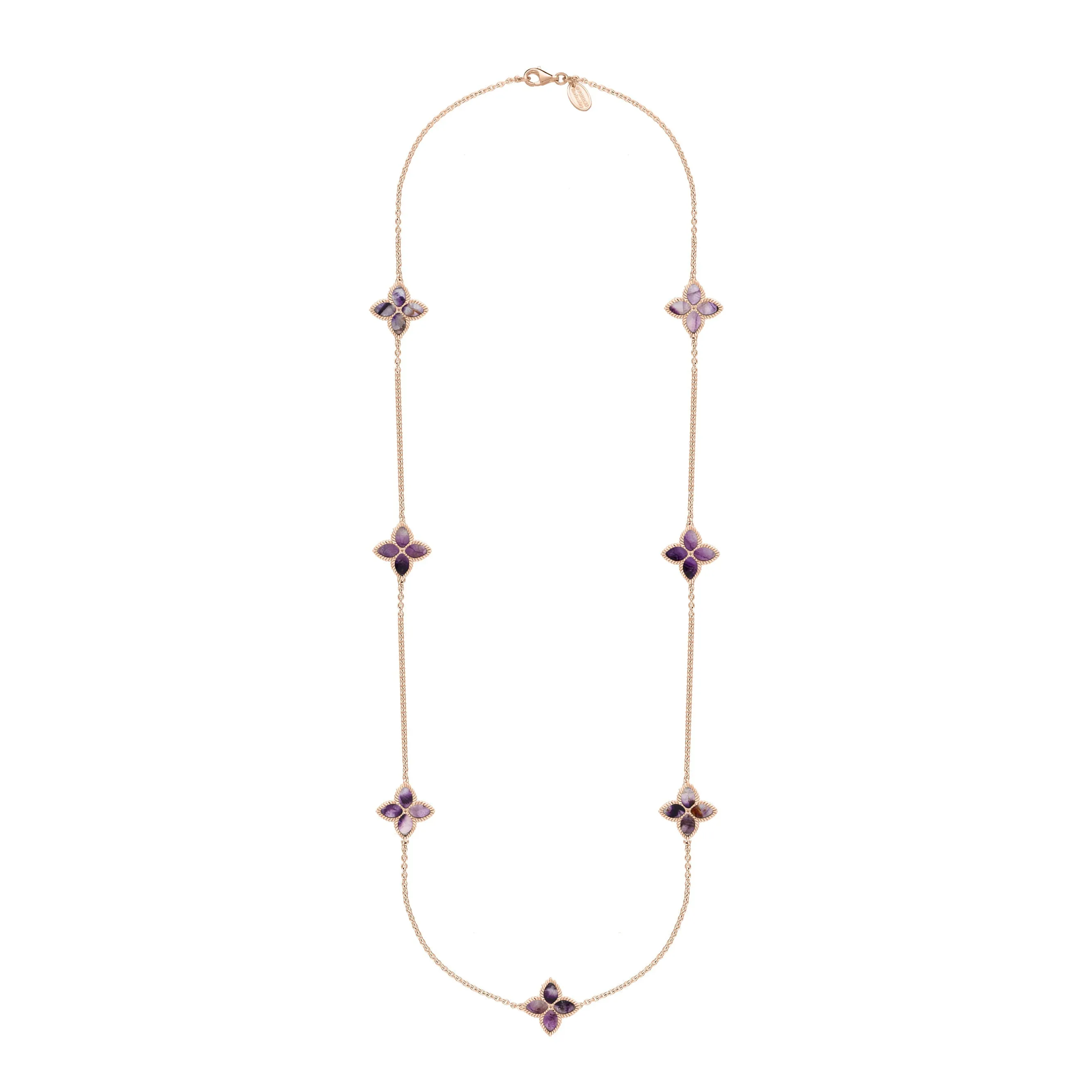 9ct Rose Gold Blue John eden Long Marquise Flower Necklace