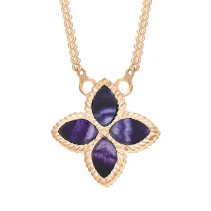 9ct Rose Gold Blue John eden Small Marquise Flower Necklace