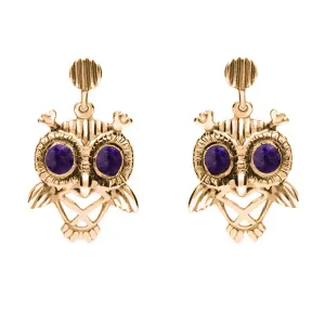 9ct Rose Gold Blue John Owl Stud Earrings