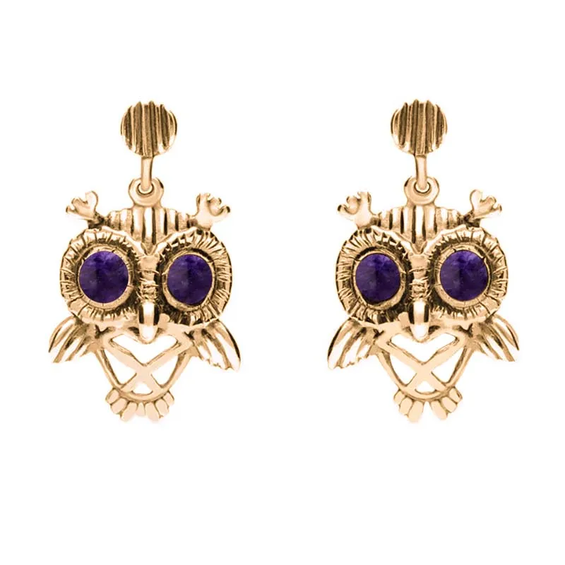 9ct Rose Gold Blue John Owl Stud Earrings