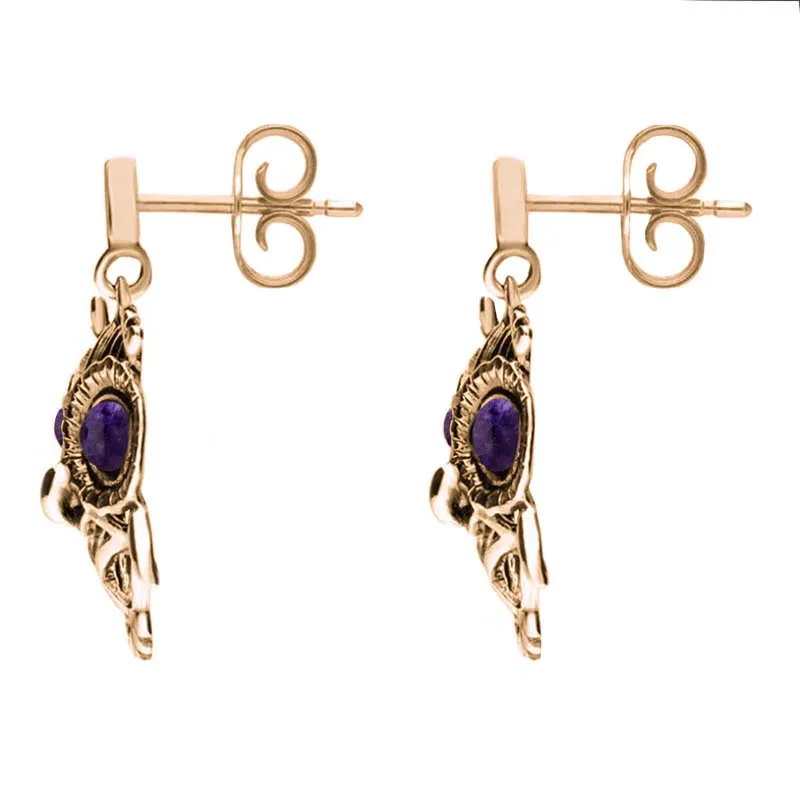 9ct Rose Gold Blue John Owl Stud Earrings