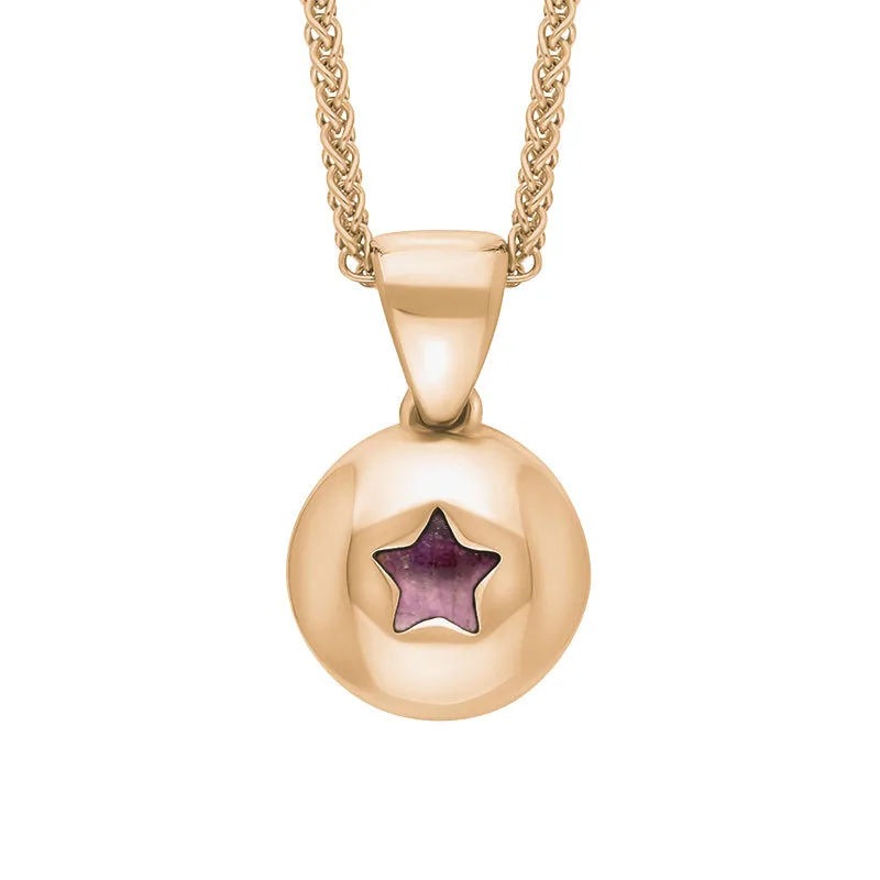 9ct Rose Gold Blue John Star Disc Necklace