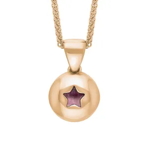 9ct Rose Gold Blue John Star Disc Necklace