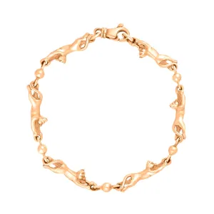 9ct Rose Gold Cat Handmade Bracelet