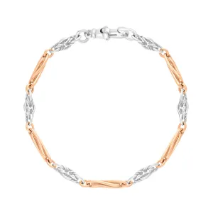 9ct Rose Gold Sterling Silver Twist Byzantine Handmade Bracelet