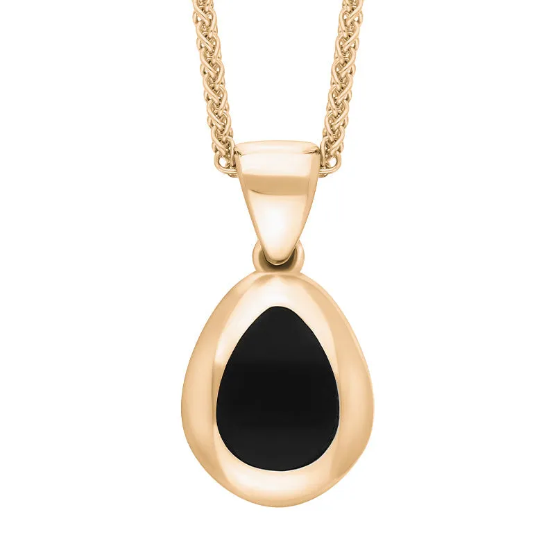 9ct Rose Gold Whitby Jet Fleur De Lis Pear Shape Necklace