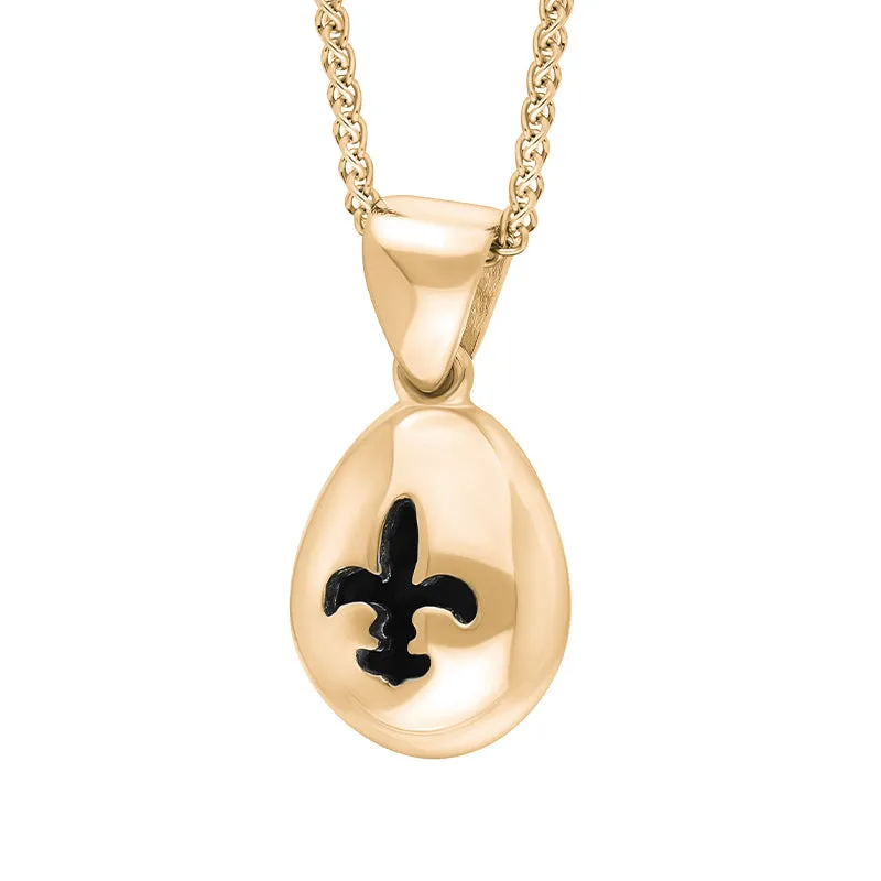 9ct Rose Gold Whitby Jet Fleur De Lis Pear Shape Necklace