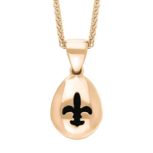9ct Rose Gold Whitby Jet Fleur De Lis Pear Shape Necklace