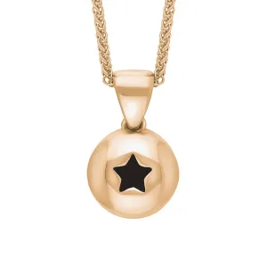 9ct Rose Gold Whitby Jet Star Disc Necklace