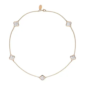9ct Rose Gold White Mother of Pearl Bloom Four Leaf Clover Necklace
