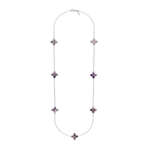 9ct White Gold Blue John eden Long Marquise Flower Necklace